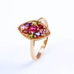 18k Gold filled, színes cirkónia kövekkel kirakott gyűrű