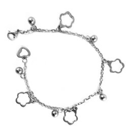 Nemesacél karkötő virág alakú charmokkal