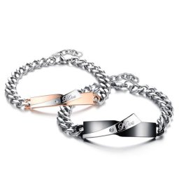 Páros Acél karkötő szett - Love (gravírozható)