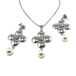 Gyöngyvirág nemesacél ékszerszett kristállyal