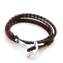 Fonott anchor karkötő - horgony dísszel - Anchor - Barna