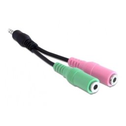 Hang sztereó jack apa 3.5 mm > 2 x Stereo jack anya adapter, 3.5 mm PN: DELOCK-65344
