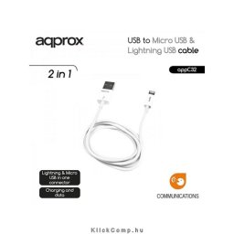 USB - Micro USB & Lightning USB cable (Apple, iPhone, iPad) APPROX APPC32 PN: APPC32