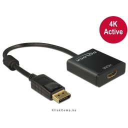 Displayport 1.2 dugós csatl. - HDMI csatlakozóhüvely 4K aktív - Fekete PN: Delock-62607