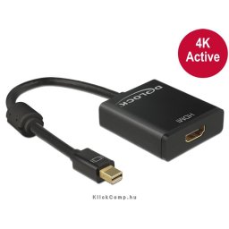 miniDisplayport 1.2 dugós csatl. - HDMI csatlakozóhüvely 4K aktív - Fekete PN: Delock-62611