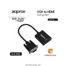 VGA - HDMI Adapter with audio input APPROX APPC25 konverter PN: APPC25