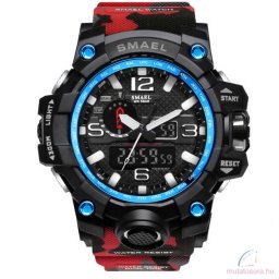 Smael duál kijelzős férfi karóra - piros terepmintás