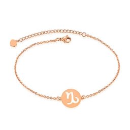 Horoszkópos nemesacél karkötő, rozé arany bevonattal - Bak