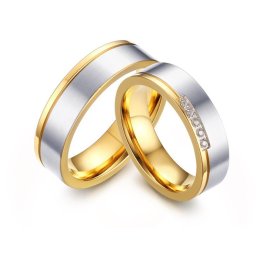 Arany sávos, kéttónusú férfi nemesacél karikagyűrű