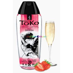 Toko Champagne/Strawberry Lubricant 165 ml, eper pezsgő ízű ehető, vízbázisú síkosító - Shunga