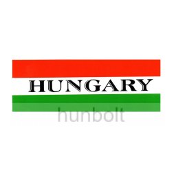Nemzeti színű Hungary felirattal matrica 20X7 cm