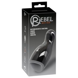 Rebel - fűthető, vibráló, fel-le mozgó maszturbátor férfiaknak (fekete)