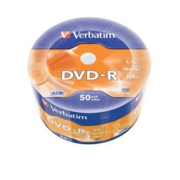 DVD-R lemez, 4,7GB, 16x, zsugor csomaglás, VERBATIM [50 db]