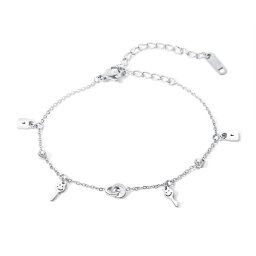 Kulcs, lakat és körök nemesacél karkötő