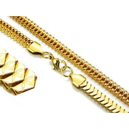 Aranyozott, virág lenyomatos egyedi nemesacél nyaklánc (60cmx5,2mm)