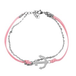 Anchor nemesacél-zsinór karkötő - pink