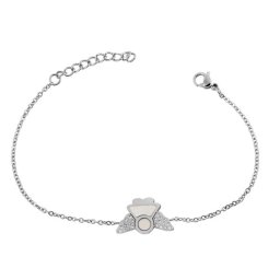 Angyalka nemesacél karkötő gyöngyházzal