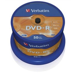DVD-R lemez, AZO, 4,7GB, 16x, hengeren, VERBATIM [50 db]