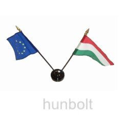 Nemzeti és Európa zászlók asztali tartóval