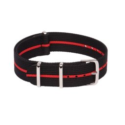 NATO SZÍJ, FEKETE/PIROS, 22MM