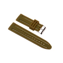 Szilikon óraszíj, navy zöld/fehér varrás, 20mm