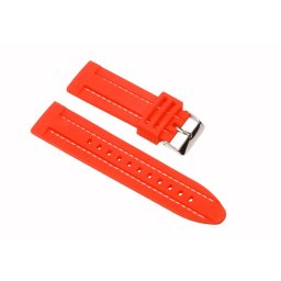 Szilikon óraszíj, piros/fehér varrás, 20mm