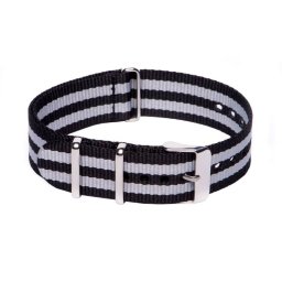 NATO SZÍJ, FEKETE/HALVÁNY SZÜRKE 22MM