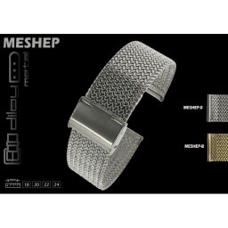 Diloy acél MESHEP óraszíj, sárga arany, 22mm