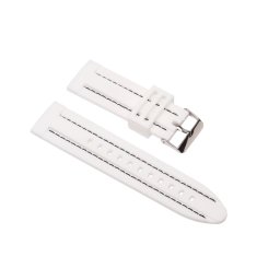 Szilikon óraszíj, fehér/fekete varrás, 20mm