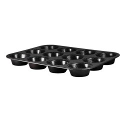 Fekete metál muffin sütőforma 12 részes