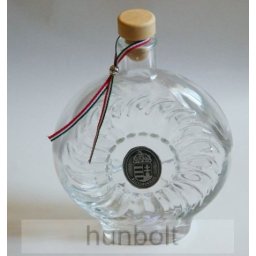 Boros/pálinkás 0,5 l-es üvegkulacs, lófejes ón matricával