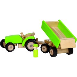 Fa traktor pótkocsival, zöld