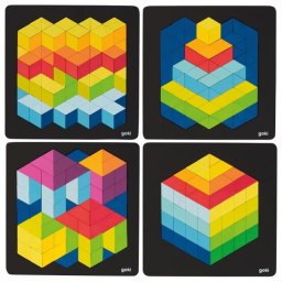 Fa puzzle készlet, 4 db 3D puzzle