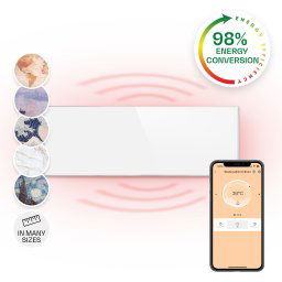 Klarstein Wonderwall 300 Smart, infravörös hősugárzó, 30 x 100 cm, 300 W, heti időzítő, IP24, fehér (ACO14-Wonderwall300S)