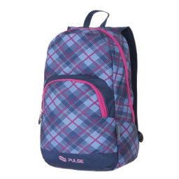 Hátizsák, PULSE "Solo Pink Plaid", rózsaszín-kék
