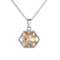 Nemesacél szerencsehozó medál nyakláncon, Swarovski kristállyal - Pezsgőszín