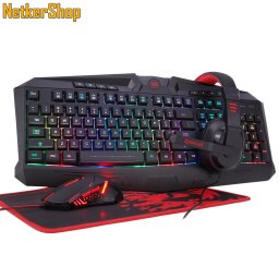 Redragon S101-BA Gaming Combo 4 in 1 fekete-piros billentyűzet + egér + egérpad + fejhallgató