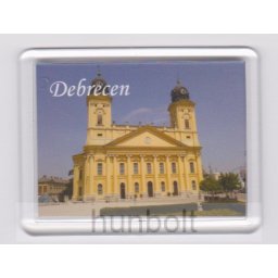 Debrecen Negytemplom fehér felirattal hűtőmágnes (műanyag keretes)