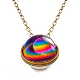 3D szivárványos bolygós nyaklánc