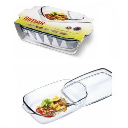 Simax Szögletes sütőtál 3,2 liter + 2,3 liter fedő 401093