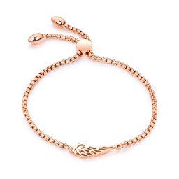 Védelmező angyalszárny nemesacél karkötő, rozé arany bevonattal
