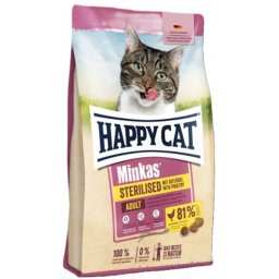 Happy Cat Minkas Sterilised Poultry - szárazeledel baromfival macskák számára 10 kg