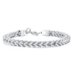 Nemesacél férfi karkötő V alakú szemekkel (6 mm)