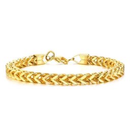 Nemesacél férfi karkötő V alakú szemekkel (6 mm) - arany