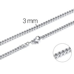 Lapított láncszemes nemesacél nyaklánc (60 cm - 3 mm)