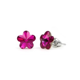 VIRÁG ALAKÚ KRISTÁLY FÜLBEVALÓ - fuchsia