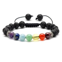Valódi Ásványokból Készült Csakra Karkötő - Lávakő Alap