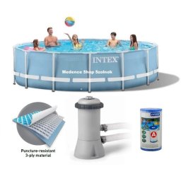 Intex 366x76cm fémvázas medence 2m3/h vízforgatóval Prism Frame 26712 NP