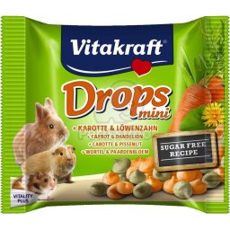 Vitakraft Mini Drops jutalomfalat sárgarépával és gyermekláncfűvel 40 g
