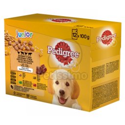 Pedigree Junior alutasakos eledel csirkével és rizzsel, báránnyal és rizzsel, baromfival és rizzsel, marhával és rizzsel 12 x 100 g